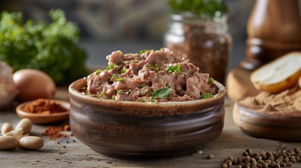 Pâtée pour chien naturelle à basse température avec viande fraîche